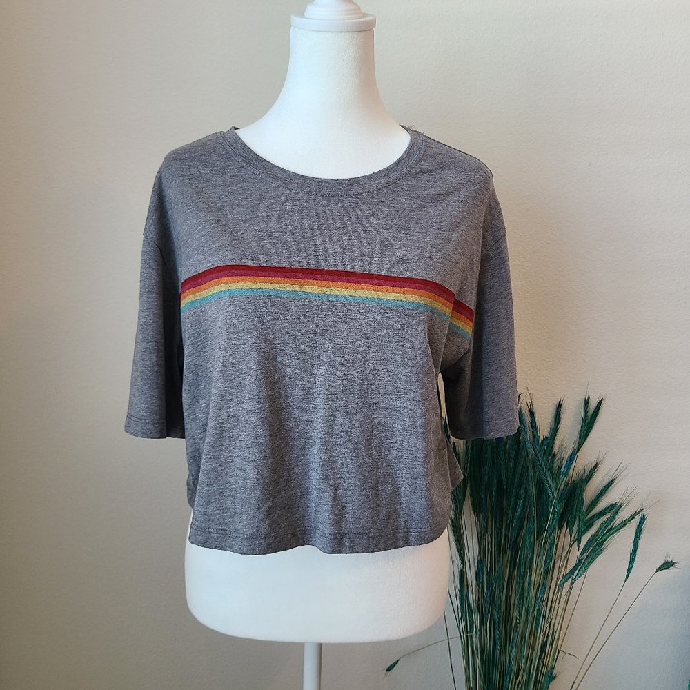 Fabletics Stripped Cropped Tee - image 1